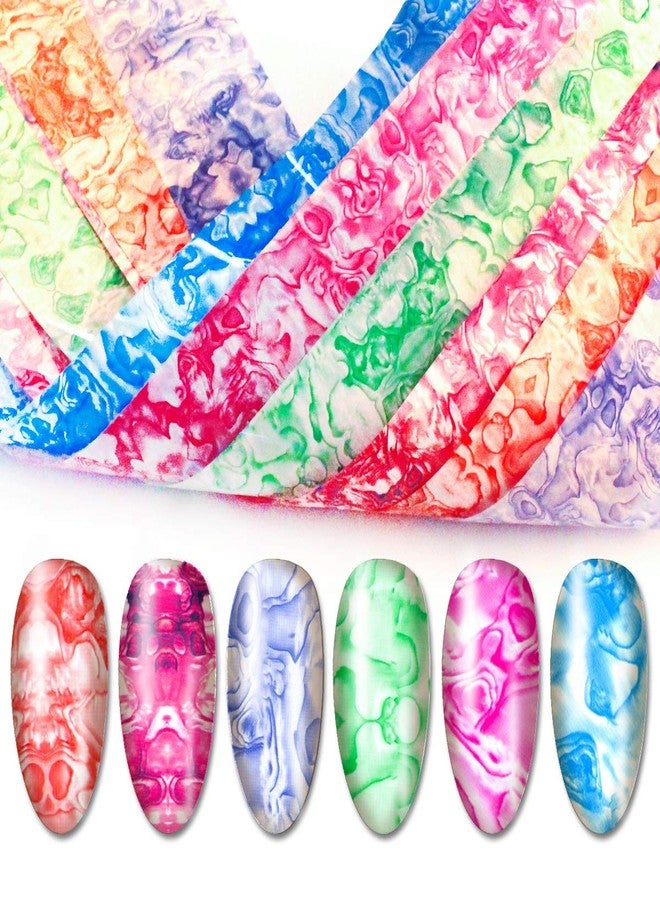 SILPECWEE 10 Sheets Nail Foil Transfer Stickers Shell Print Design Foil Nail Art Strips Starry Sky Star Nail Wraps Manicure Accessories - Image 2